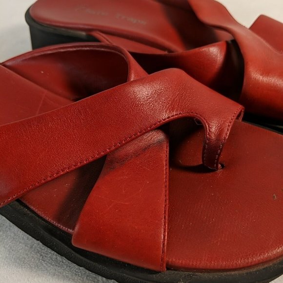 Bare Traps Christy Red Leather Sandals Womens 6.5 M Chunky Platform RT-S01260-10 - Picture 9 of 13